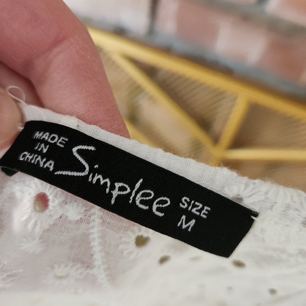 Simplee White Babydoll Eyelet Crochet Maxi Dress - Picture 11 of 15